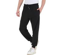 Smith & Solo - Pantalones de chándal para hombre, modernos, de algodón y de corte estrecho, para hacer deporte, para entrenar o para el tiempo libre Negro con goma elástica. L