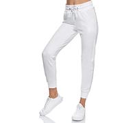 Smith & Solo Pantalones de chándal para mujer - deporte algodón | Slim Fit largos entrenamiento cintura alta correr modernos Blanco L