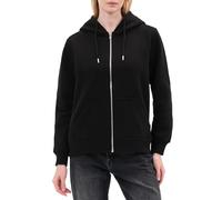 Smith & Solo Sudadera con capucha para mujer, algodón, manga larga, con capucha, cuello redondo, ajustada, para tiempo libre, deporte, manga larga, con capucha, Cremallera Negra, XS