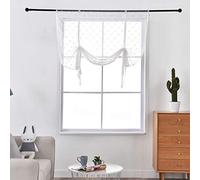 SMITHOOM 1 Pieza Persianas Romana Visillos Simplicidad Geométricas Pluma Bordadas Transparente Tul Cortinas para Habitación Dormitorio Sala de Estar Balcón Cocina Blanco 60x140cm