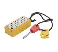 Smith's 50562 Pack Pal Tinder Maker con iniciador de fuego, rallador de acero inoxidable, Striker, yesca natural, herramienta de supervivencia al aire libre, ligero, portátil, amarillo