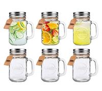 Smith's Mason Jars Set of 6 Mason Jar Mugs 473ml with Screw Top Lids | Drinking Glasses Ideal for Making Overnight Oats and Smoothies | All Come with Gift and Present Tags