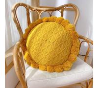 SMIUPIN Almohada Redonda de Punto con Girasol Cojín Decorativo con Flor Almohada para sofá/Cama 20"/50cm (Amarillo)