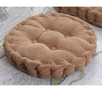 SMIUPIN Cojín Cuadrado y Redondo para Suelo, Sofá, Meditación - Decorativo Tatami de Pana para Interior y Exterior (15.7 Pulgadas 40 cm, Café Ronda)