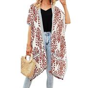 SMIUPIN Las Mujeres de la Gasa de la Playa Encubrir Kimono Floral, Flojo Casual Leopardo Imprimir Traje de baño Encubrimientos Estilo Bohemio Borla Playa Cardigan (Naranja)