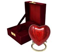 SMIURNS Urna de cremación de Recuerdo de corazón pequeño para Cenizas humanas, Mini urnas para mamá y papá con Funda de Terciopelo, urna funeraria para Adultos con urnas de Soporte de latón para tu