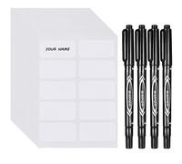 Smivyhp 200 piezas de etiquetas de ropa, etiquetas adhesivas de nombre para niños con 4 piezas de bolígrafo, 30 x 15 mm, etiquetas de nombre impermeables, etiquetas de identificación adhesivas