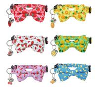 Smivyhp Collar para gatos con pajarita, 6 unidades, con cierre de seguridad, ajustable, con cascabel y colgante de frutas