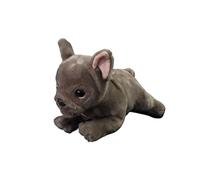 SMJWH Adorable Peluche de Bulldog, Cachorro Tumbado, muñeco de Peluche Realista de Bulldog francés Gris, Ideal for y niñas Amantes de los Perros.