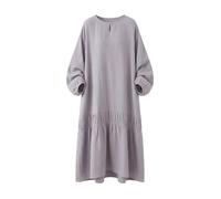 SMJWH Camisón de Gasa algodón Talla Grande for Mujer, Ropa Dormir otoño, Muselina Transpirable, Vestido Largo Holgado con Cuello en V, camisón(Gray,4XL)