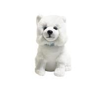 SMJWH Lindo Juguete de Peluche Cachorro Samoyedo, Animal Perro Sentado Realista, Tela KK Suave Alta Densidad, decoración del hogar y Regalo for