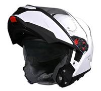 SMK Gullwing Blanco Brillo, Casco de Moto Modular Abatible PJ para Hombre y Mujer, con Visera Interior Ahumada, Interior Desmontable, 22.06 (L)