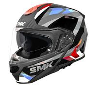 SMK Gullwing Charger Azul Rojo, Casco de Moto Modular Abatible PJ para Hombre y Mujer, con Visera Interior Ahumada, Interior Desmontable, 22.06 (M)