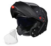SMK Gullwing Negro Mate + Pinlock Antivaho - Casco de Moto Modular Abatible PJ para Hombre y Mujer, con Visor Solar Ahumado, Interior Desmontable, 22.06