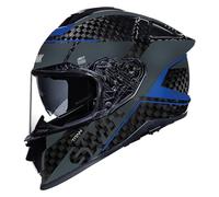 SMK Helmets Casco Integral Modelo Titan Carbon Nero Decorado Brillo Negro y Azul con Homologación 22.06 (S 55/56)
