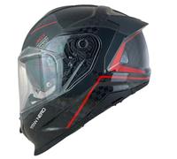 SMK Helmets Casco Integral Modelo Titan Carbon Nero Decorado Brillo Negro y Rojo con Homologación 22.06 (L 59/60)