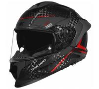 SMK Titan Carbon Nero Rojo Cromado - Casco de Moto Integral en Fibra de Carbono con Visor Solar Interior - Unisex Helmets Hombre y Mujer, Homologado 22.06