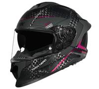 SMK Titan Carbon Nero Rosa Cromado - Casco de Moto Integral en Fibra de Carbono con Visor Solar Interior, Unisex Helmets Hombre y Mujer, Homologado 22.06