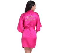 SMKBDFC Bata de Novia con Letras Doradas con Estampado Caliente Ropa de Dormir de Verano Bata de Novia Ropa de Estar(M,Rosa Rojo)