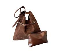 SMKBDFC Retro Shoulder Bag Underarm Bag Trendy And Fashionable Women'S Handbag Autumn And Winter Faux Suede Tote Simple(coffee)