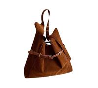 SMKBDFC Retro Shoulder Bag Underarm Bag Trendy And Fashionable Women'S Handbag Autumn And Winter Faux Suede Tote Simple(brown)