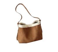 SMKBDFC Retro Suede Tote With Color Blocking Faux Lamb'S Wool, Underarm Shoulder Bag Handbag Crossbody Bag(brown)