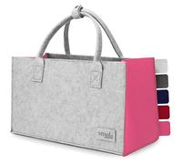 smøla Bolsa de fieltro - Bolsa de la compra grande y plegable I Shopper Mujer Bolsa de mano - Bolso de mano - Bolsa de mercado Bolsa de la compra Bolsa de fieltro, Gris Noble Y Fucsia, 40 x 20 x 23 cm