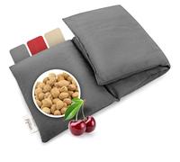 smøla Cojín de huesos de cereza grande para microondas I Cojín de 3 cámaras de 47 x 19 cm para la espalda, el cuello y los hombros I 850 g de huesos de cereza I Cojín calentador de riñones, de calor I