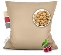 smøla Cojín de huesos de cereza para microondas, cojín de granos calmante para niños, cojín térmico y cojín frío, bolsa de agua caliente natural, cojín de granos, beige arena
