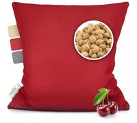 smøla Cojín de huesos de cereza para microondas, Körnerkissen 24x25cm I Cojín térmico 100% algodón I 750g de huesos de cereza I Bolsa de agua caliente natural para niños y adultos, vino tinto