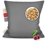 smøla Cojín de huesos de cereza para microondas, saco de granos 24x25cm I Cojín térmico 100% algodón I 750g de huesos de cereza I Bolsa de agua caliente natural para niños y adultos, gris noble