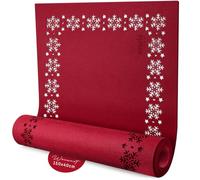 smøla Design - Camino de mesa de fieltro rojo 150×40 cm - Motivo de copos de nieve - Decoración de mesa invernal y decoración de Navidad para mesa de comedor o mesa de estar