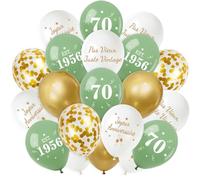 Smlper Deco Cumpleaños 70 años 30pcs Globos Decoración, Confeti Cumpleaños 70 Años Verde Salvia Oro Blanco, Happy Birthday Globo para Hombre Mujer, Globos de Látex Feliz