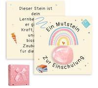 Smlper Mutstein Schulkind, regalo de escolarización para niña, amuleto de la suerte, piedras de la suerte, Mutstein con tarjeta, regalo de escolarización para niños, bolsa de azúcar, relleno de