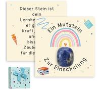 Smlper Mutstein Schulkind, regalo de escolarización para niños, amuleto de la suerte, piedras de la suerte, Mutstein con tarjeta, regalo de escolarización para niños, bolsa de azúcar, relleno de