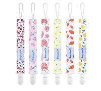 Smlpuame Conjunto de 6 Chupeteros, Cadena de Chupete Bebé, Chupetero con Clip para Niños y Niñas, Protege a tu Bebé(Fruta & Flor)