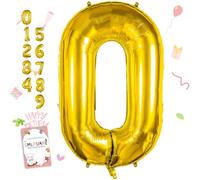 Smlpuame Globo Número de 101 CM 0-9 Dorado Número Grande Numero 0 Globo Cumpleaños, Globo 0 Dorado para La Boda Aniversario, Cumpleaños Fiesta Decoración, Vuelan con Aire o Helio