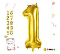 Smlpuame Globo Número de 101 CM 0-9 Dorado Número Grande Numero 1 Globo Cumpleaños, Globo 0 Dorado para La Boda Aniversario, Cumpleaños Fiesta Decoración, Vuelan con Aire o Helio