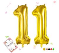 Smlpuame Globo Número de 101 CM 0-9 Dorado Número Grande Numero 11 Globo Cumpleaños, Globo 0 Dorado para La Boda Aniversario, Cumpleaños Fiesta Decoración, Vuelan con Aire o Helio
