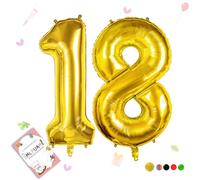 Smlpuame Globo Número de 101 CM 0-9 Dorado Número Grande Numero 18 Globo Cumpleaños, Globo 0 Dorado para La Boda Aniversario, Cumpleaños Fiesta Decoración, Vuelan con Aire o Helio