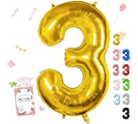 Smlpuame Globo Número de 101 CM 0-9 Dorado Número Grande Numero 3 Globo Cumpleaños, Globo 0 Dorado para La Boda Aniversario, Cumpleaños Fiesta Decoración, Vuelan con Aire o Helio
