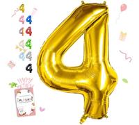 Smlpuame Globo Número de 101 CM 0-9 Dorado Número Grande Numero 4 Globo Cumpleaños, Globo 0 Dorado para La Boda Aniversario, Cumpleaños Fiesta Decoración, Vuelan con Aire o Helio