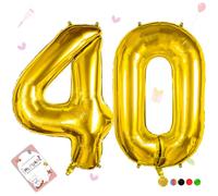 Smlpuame Globo Número de 101 CM 0-9 Dorado Número Grande Numero 40 Globo Cumpleaños, Globo 0 Dorado para La Boda Aniversario, Cumpleaños Fiesta Decoración, Vuelan con Aire o Helio