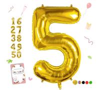 Smlpuame Globo Número de 101 CM 0-9 Dorado Número Grande Numero 5 Globo Cumpleaños, Globo 0 Dorado para La Boda Aniversario, Cumpleaños Fiesta Decoración, Vuelan con Aire o Helio
