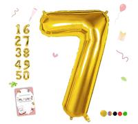 Smlpuame Globo Número de 101 CM 0-9 Dorado Número Grande Numero 7 Globo Cumpleaños, Globo 0 Dorado para La Boda Aniversario, Cumpleaños Fiesta Decoración, Vuelan con Aire o Helio