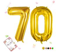 Smlpuame Globo Número de 101 CM 0-9 Dorado Número Grande Numero 70 Globo Cumpleaños, Globo 0 Dorado para La Boda Aniversario, Cumpleaños Fiesta Decoración, Vuelan con Aire o Helio