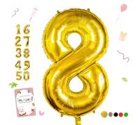 Smlpuame Globo Número de 101 CM 0-9 Dorado Número Grande Numero 8 Globo Cumpleaños, Globo 0 Dorado para La Boda Aniversario, Cumpleaños Fiesta Decoración, Vuelan con Aire o Helio