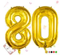 Smlpuame Globo Número de 101 CM 0-9 Dorado Número Grande Numero 80 Globo Cumpleaños, Globo 0 Dorado para La Boda Aniversario, Cumpleaños Fiesta Decoración, Vuelan con Aire o Helio