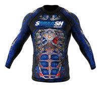 SMMASH Rashguard para Hombre con Manga Larga, Camisetas Deporte para MMA, Mallas Deporte para Krav Maga BJJ K1 Karate Muay Thai, Material Transpirable y Antibacteriano