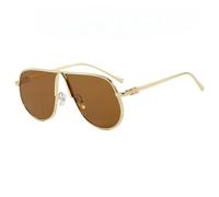 SMMZRF Gafas de sol elegantes con montura de metal de gran tamaño, unisex, retro, gafas de protección solar, C3, con caja